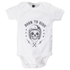 Born To Ride Baby-Body Weiss Rahmenlos unter Rahmenlos